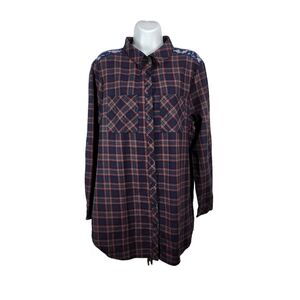 SUZANNE BETRO PLAID LACE DETAIL SHIRT